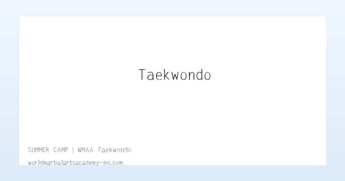 SUMMER CAMP | WMAA Taekwondo 主图